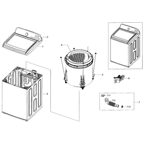 Main Diagram and Parts List for WA45H7200AW A2-03 Samsung Washer