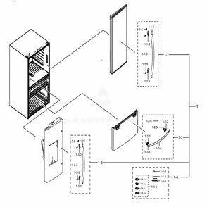 Assembly Handle-Kit Diagram and Parts List for RF28JBEDBSG (AA)(0013) Samsung Refrigerator
