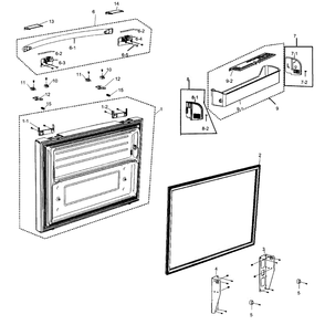 Freezer Door Diagram and Parts List for RF266AEBP XAA-0000 Samsung Refrigerator