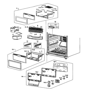 Freezer Assembly Diagram and Parts List for RB215ACPN XAA-0001 Samsung Refrigerator