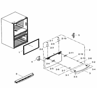 Freezer Door Diagram and Parts List for RF31FMEDBWW AA-0003 Samsung Refrigerator