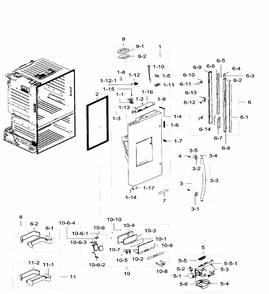 Left Door Diagram and Parts List for RF28HFEDTSR AA-0004 Samsung Refrigerator