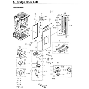 Door Ref Inner Diagram and Parts List for RF263BEAESR AA-03 Samsung Refrigerator