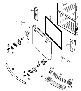 Freezer Door Diagram and Parts List for RF263BEAESR AA-0000 Samsung Refrigerator
