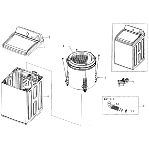 Main Diagram and Parts List for WA45H7200AP A2-03 Samsung Washer