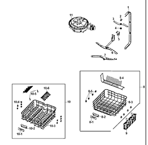 Rack Assy Diagram and Parts List for DMT400RHB XAA Samsung Dishwasher