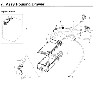 Housing Drawer Diagram and Parts List for WF350ANP XAA-0004 Samsung Washer
