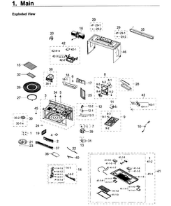 Main Asy Diagram and Parts List for ME21K6000AS AA-0000 Samsung Microwave