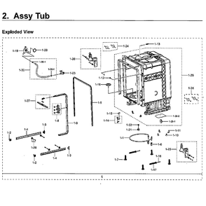 Tub Diagram and Parts List for DW80M2020US AA-0000 Samsung Dishwasher