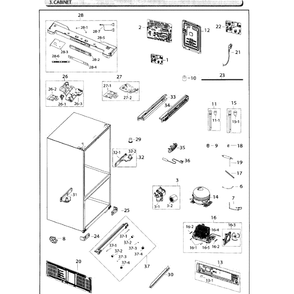 Cabinet Diagram and Parts List for RF26HFENDWW AA-01 Samsung Refrigerator