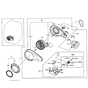 Motor Assembly Diagram and Parts List for DV231AGW XAA-0001 Samsung Dryer