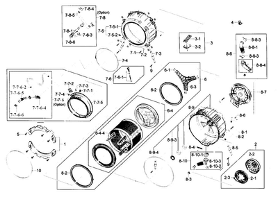 Drum Assy Diagram and Parts List for WF431ABP XAA-0001 Samsung Washer