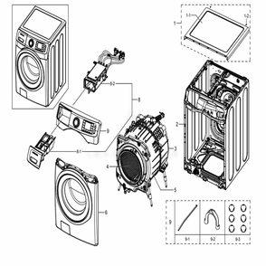 Main Diagram and Parts List for WF45N5300AW (US)(0000) Samsung Washer