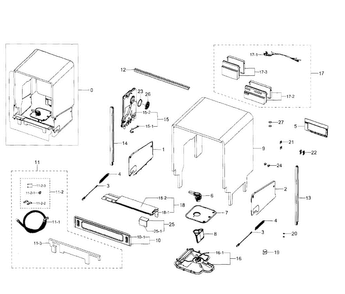 Cabinet Diagram and Parts List for DW80H9950US AA-0001 Samsung Dishwasher