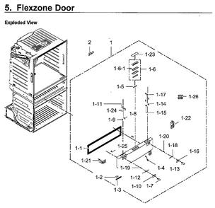 Flexzone Door Diagram and Parts List for RF28HMEDBWW AA-0009 Samsung Refrigerator