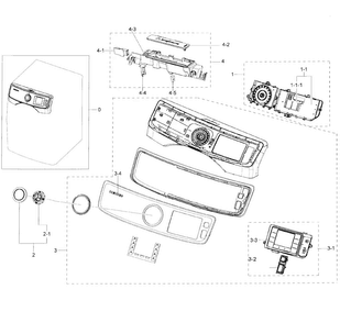 Control Panel Diagram and Parts List for DV50K7500EV A3-0001 Samsung Dryer