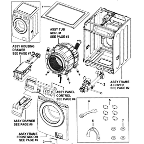 Main Assembly Diagram and Parts List for WF209ANW XAA-0000 Samsung Washer