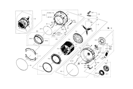 Tub & Drum Diagram and Parts List for WF330ANW XAA-0001 Samsung Washer