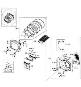 Drum Assy Diagram and Parts List for DV511AGW XAA-0001 Samsung Dryer