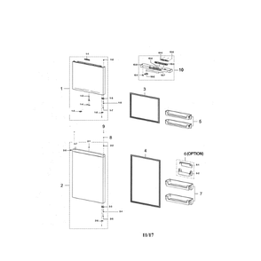 Door Compartment Diagram and Parts List for RT18M6215SR AA-01 Samsung Refrigerator