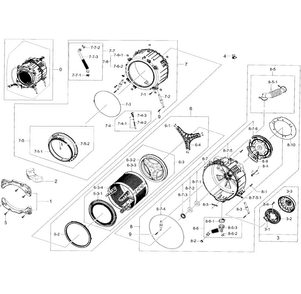 Tub & Drum Diagram and Parts List for WF45K6200AZ A2-0000 Samsung Washer