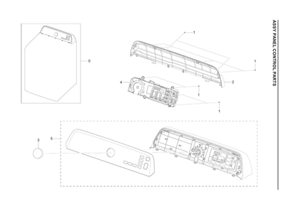 Control Panel Assembly Diagram and Parts List for DVE45T3400P A3-00 Samsung Dryer
