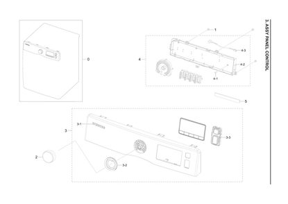 Control Panel Assembly Diagram and Parts List for DV22K6800EW A1-11 Samsung Dryer