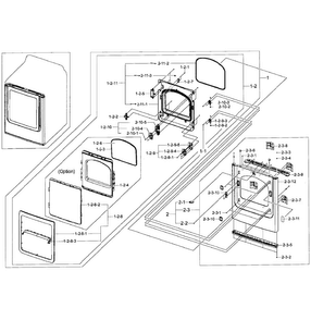 Front/door Assy Diagram and Parts List for DV50F9A6GVW A2-0001 Samsung Dryer