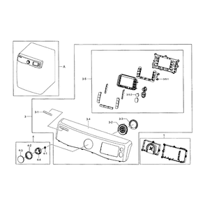 Control Panel Diagram and Parts List for DV511AGW XAA-03 Samsung Dryer