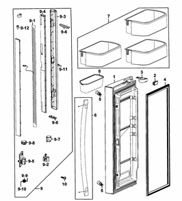 Door Left Diagram and Parts List for RF263AEPN XAA-0001 Samsung Refrigerator