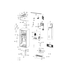 Cabinet Diagram and Parts List for RT21M6215SG AA-0000 Samsung Refrigerator