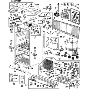 Cabinet Diagram and Parts List for RF268ABWP XAA-0000 Samsung Refrigerator