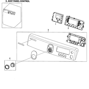 Control Panel Diagram and Parts List for DV448AEP XAA-01 Samsung Dryer