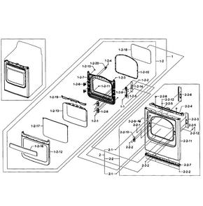 Front/door Diagram and Parts List for DV484GTHAWR A1-0001 Samsung Dryer
