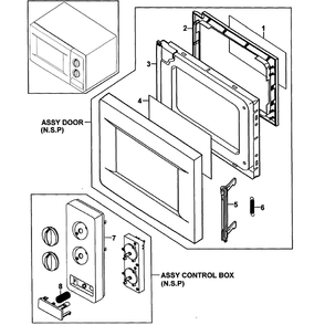 Door Diagram and Parts List for MW620WA XAA-00 Samsung Microwave