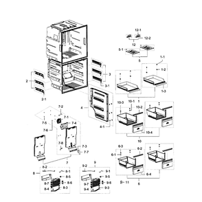 Freezer Diagram and Parts List for RF28K9380SG AA-0001 Samsung Refrigerator