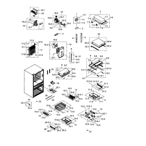Refrigerator Diagram and Parts List for RF24FSEDBSR AA-01 Samsung Refrigerator