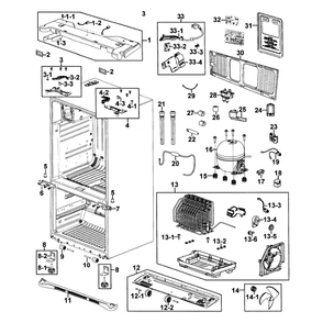 Cabinet Diagram and Parts List for RF267AERS XAA-0001 Samsung Refrigerator