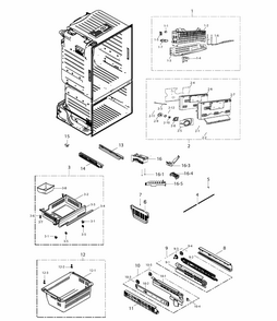 Freezer Assy Diagram and Parts List for RF221NCTASP AA-0000 Samsung Refrigerator