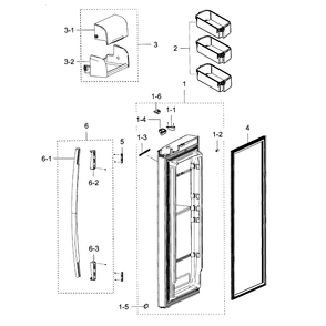 Refrigerator Door R Diagram and Parts List for RF267ACWP XAA-0000 Samsung Refrigerator