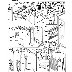 Freezer Diagram and Parts List for RS2578WW XAA-00 Samsung Refrigerator