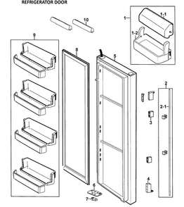 Right Door Diagram and Parts List for RS267LABP XAA-0000 Samsung Refrigerator