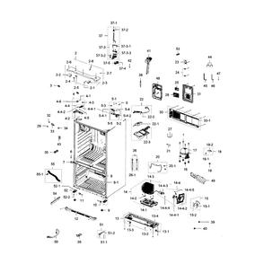 Cabinet Diagram and Parts List for RFG238AARS XAA-0000 Samsung Refrigerator