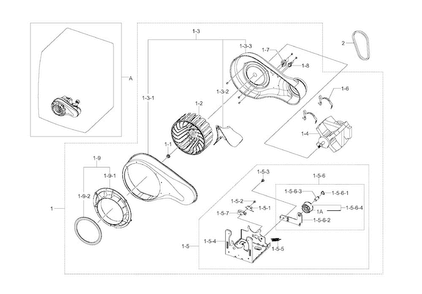 Motor Diagram and Parts List for DV511AEW XAA-0001 Samsung Dryer
