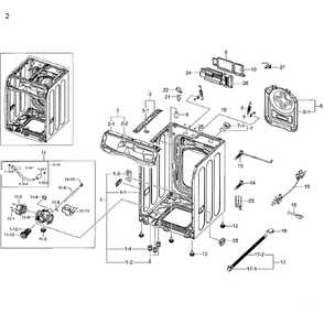 Frame And Cover Diagram and Parts List for WF42H5200AW A2-01 Samsung Washer