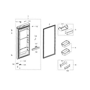 Fridge Door R Diagram and Parts List for RFG237AABP XAA-05 Samsung Refrigerator