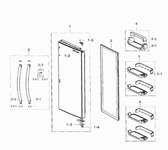 Right Door Diagram and Parts List for RS25H5111SR AA-0001 Samsung Refrigerator
