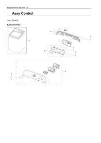 Control Assembly Diagram and Parts List for WA44A3205AW A4-00 Samsung Washer