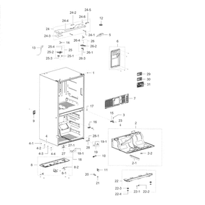 Cabinet Diagram and Parts List for RF28K9070SR AA-0001 Samsung Refrigerator
