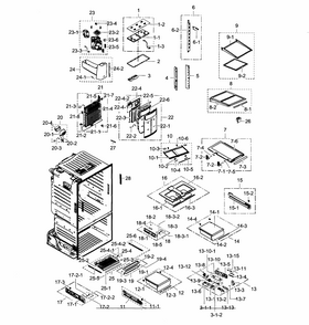 Fridge Diagram and Parts List for RF30HDEDTSR AA-0003 Samsung Refrigerator